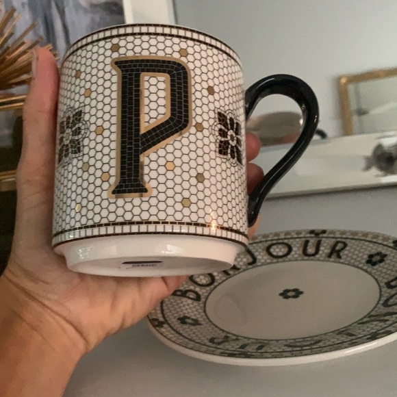 Set by Anthropologie “P “Tile Bonjour mug & plate‎ NWT - Picture 6 of 7